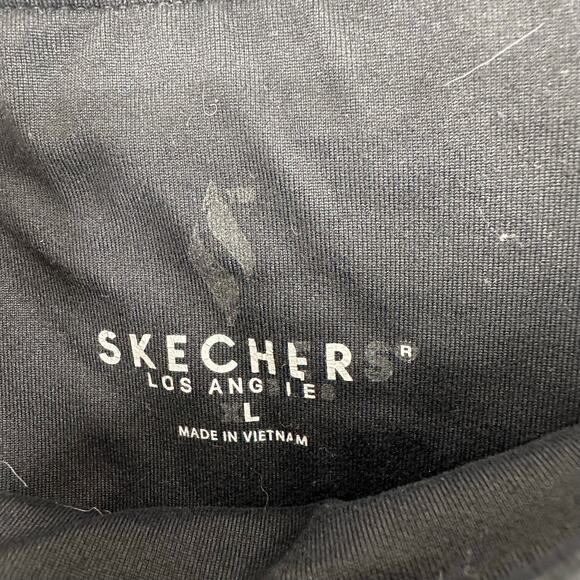 Skechers Size XL Black Full Length Leggings Floral Waist Side Detail Pockets - Picture 4 of 4